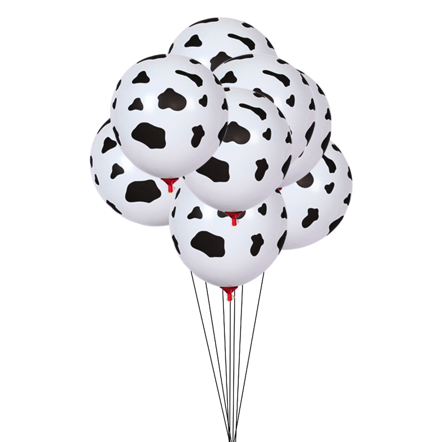Animal Print Balloons Latex Pack of 12, 12 Inch (30.48cm) - Cow