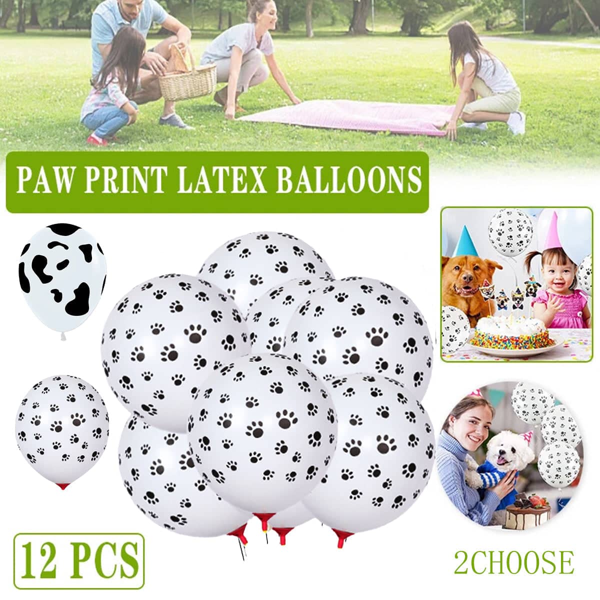 Animal Print Balloons Latex Pack of 12, 12 Inch (30.48cm) - Paw - view 2
