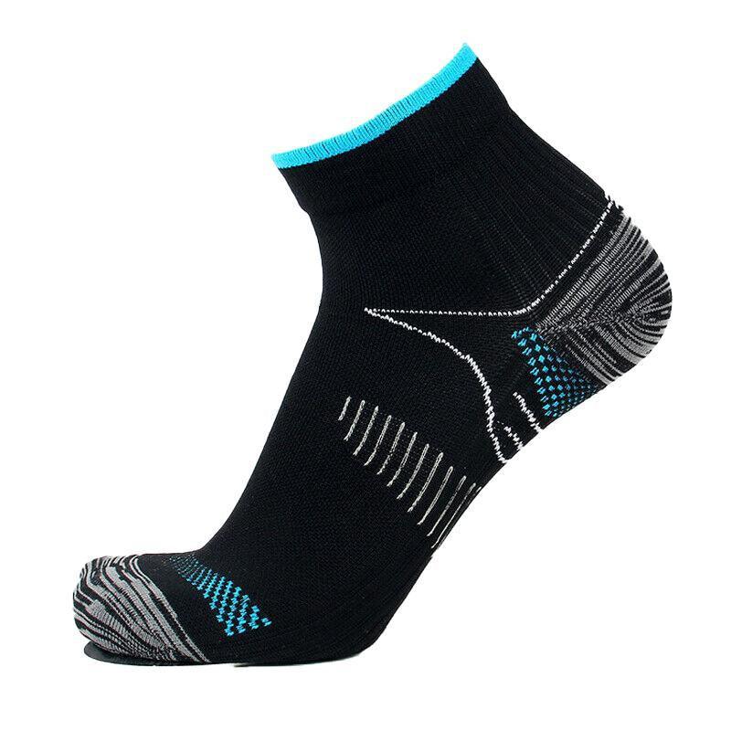 Ankle Compression Socks, 1 Pair, S/M - Black and Blue