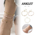 Anklet Set with Star Charms in Pink and Gold, Pack of 3