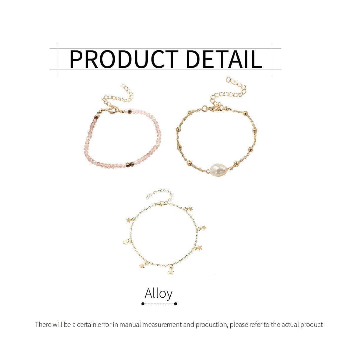 Anklet Set with Star Charms in Pink and Gold, Pack of 3 - view 3