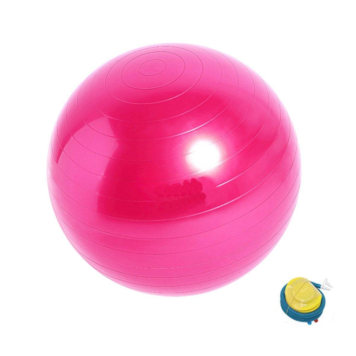 Anti-Burst Inflatable Yoga Ball with Foot Pump - Hot Pink, 65 cm
