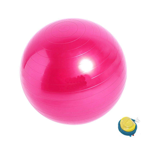 Anti-Burst Inflatable Yoga Ball with Foot Pump - Hot Pink, 65 cm