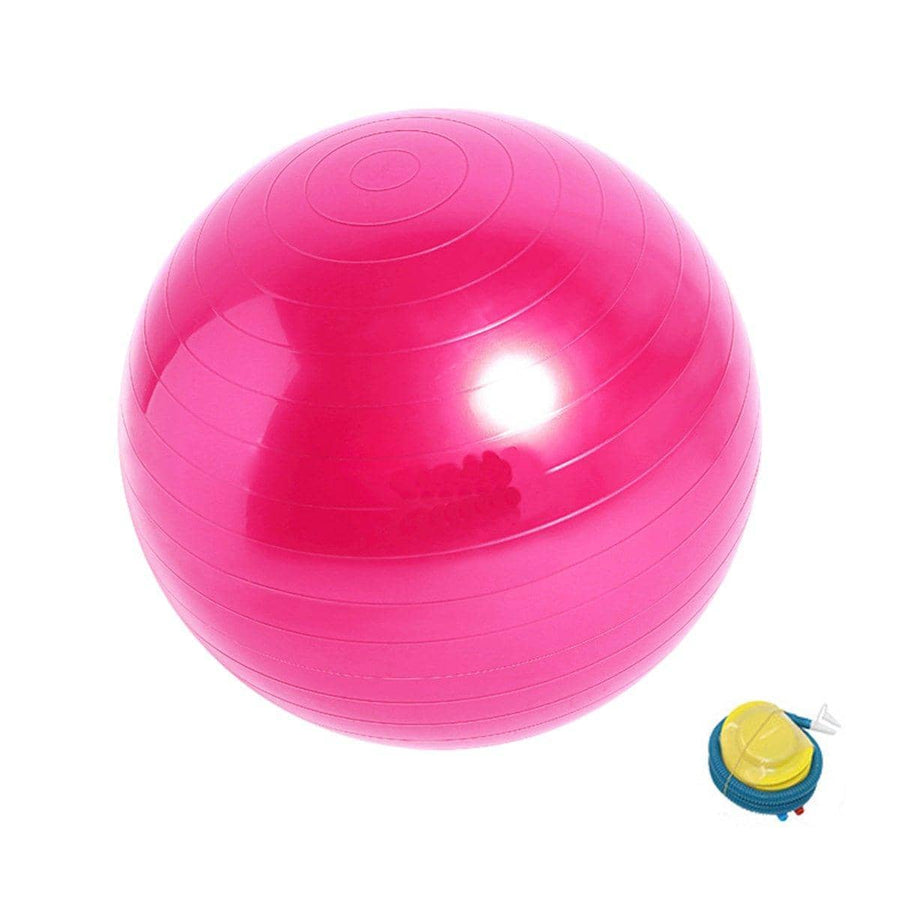 Anti-Burst Inflatable Yoga Ball with Foot Pump - Hot Pink, 65 cm