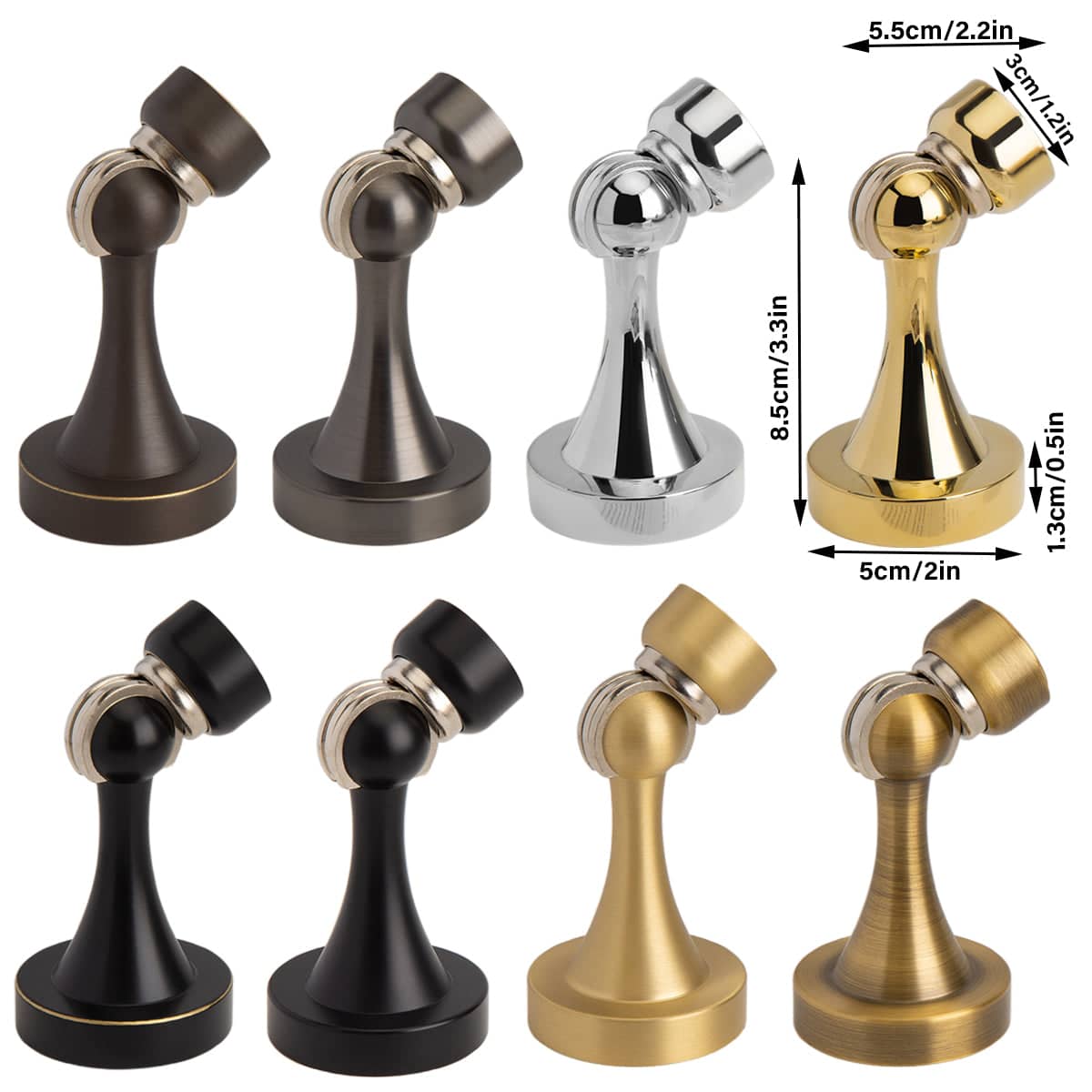 Anti-Collision Metal Door Stopper, Floor or Wall Mount - Black with Gold Trim - view 4