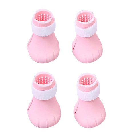 Anti-Scratch Silicone Cat Grooming Socks for Bathing and Nail Trimming, Pack of 4 - Pink