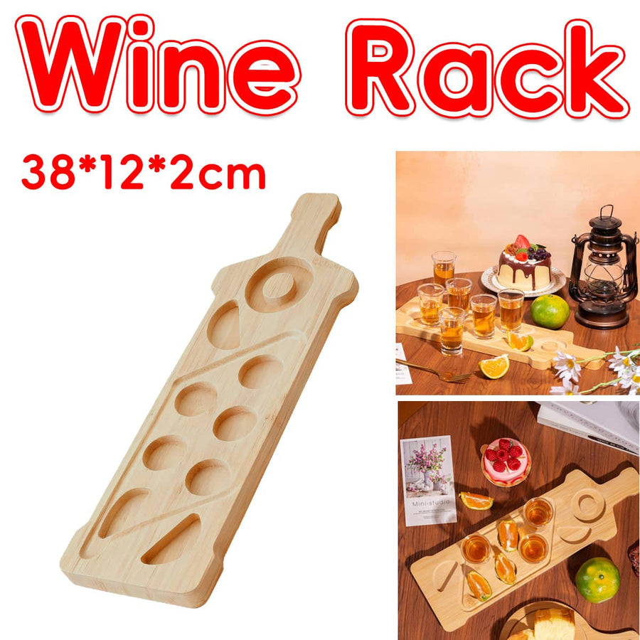Anti Slip Bamboo Wine Glass and Condiment Rack with Divided Compartments