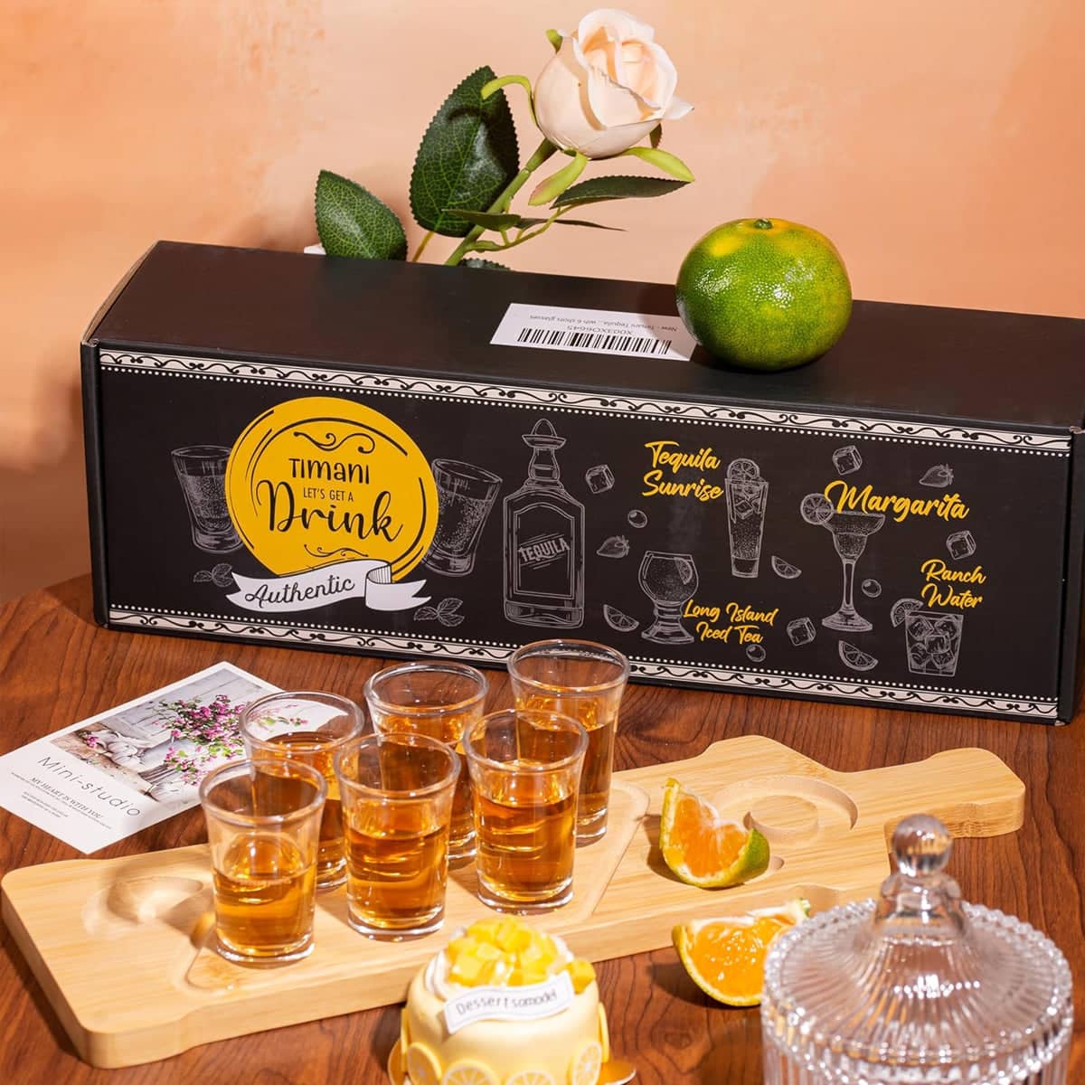 Anti Slip Bamboo Wine Glass and Condiment Rack with Divided Compartments - view 5