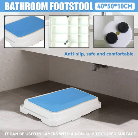 Anti Slip Bathroom Footstool for Shower, Bathtub and Toilet Use - 50 x 40 x 10 cm