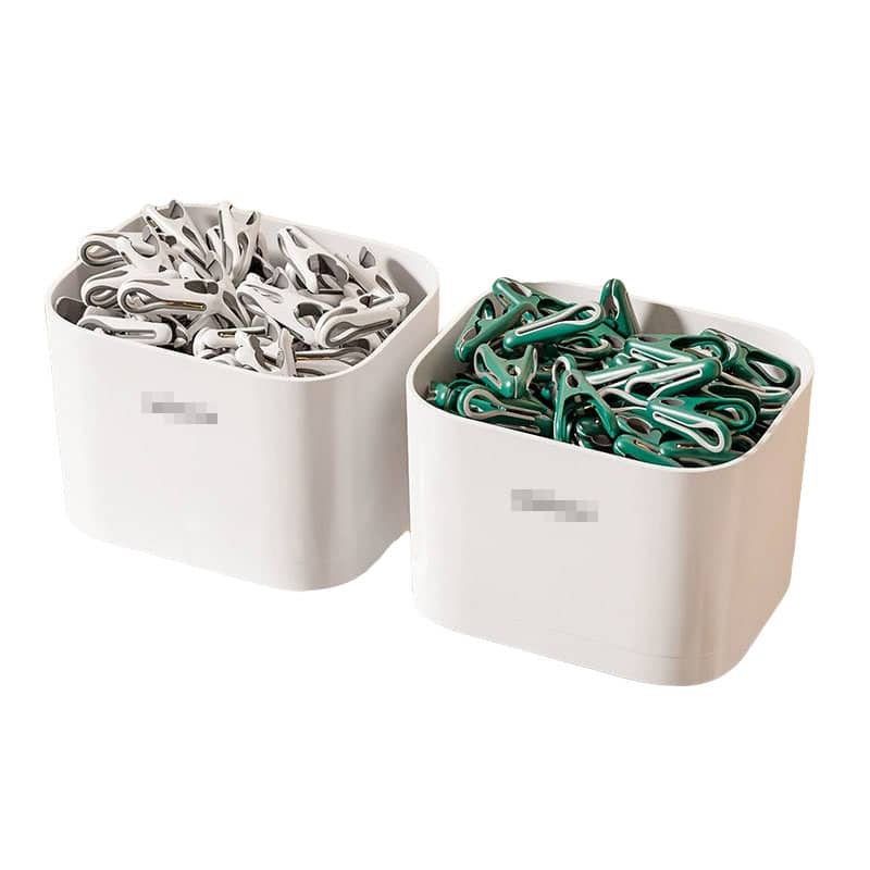 Anti-Slip Clothes Pegs with Storage Basket, Pack of 24 - White - view 3