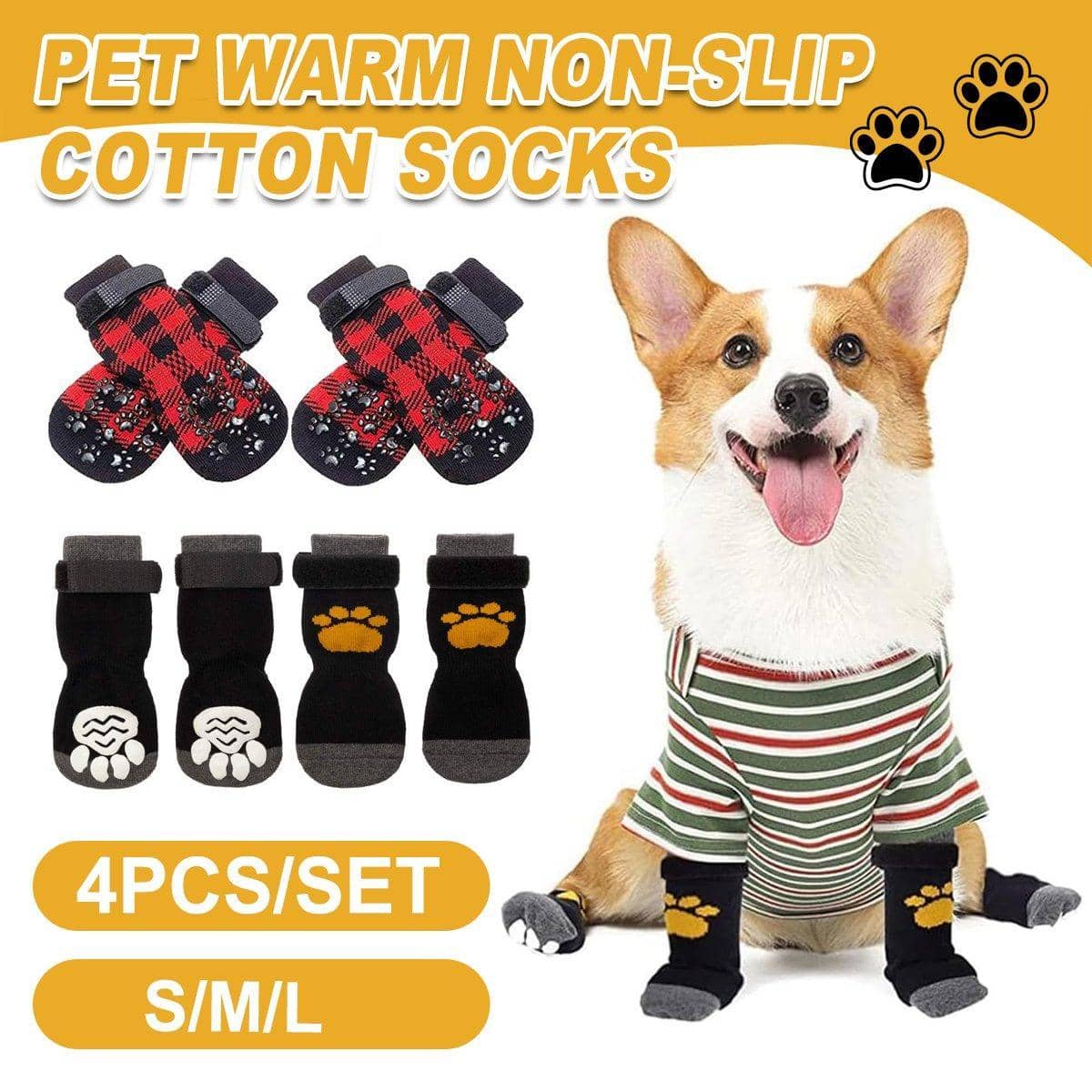 Anti-Slip Dog Socks Set of 4 - Black, Small (5 cm Palm Width) - view 2
