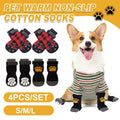 Anti-Slip Dog Socks Set of 4 - Red and Black Check, Large (7 cm Palm Width) - view 2