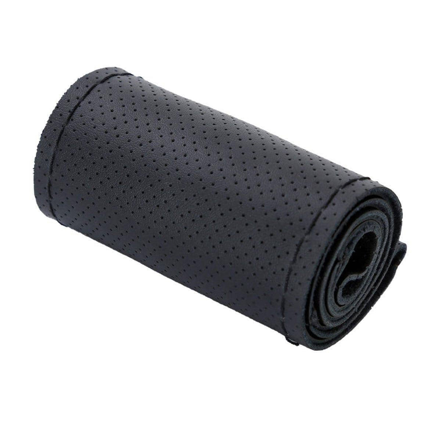 Anti-Slip Steering Wheel Cover, Perforated Faux Leather - Black
