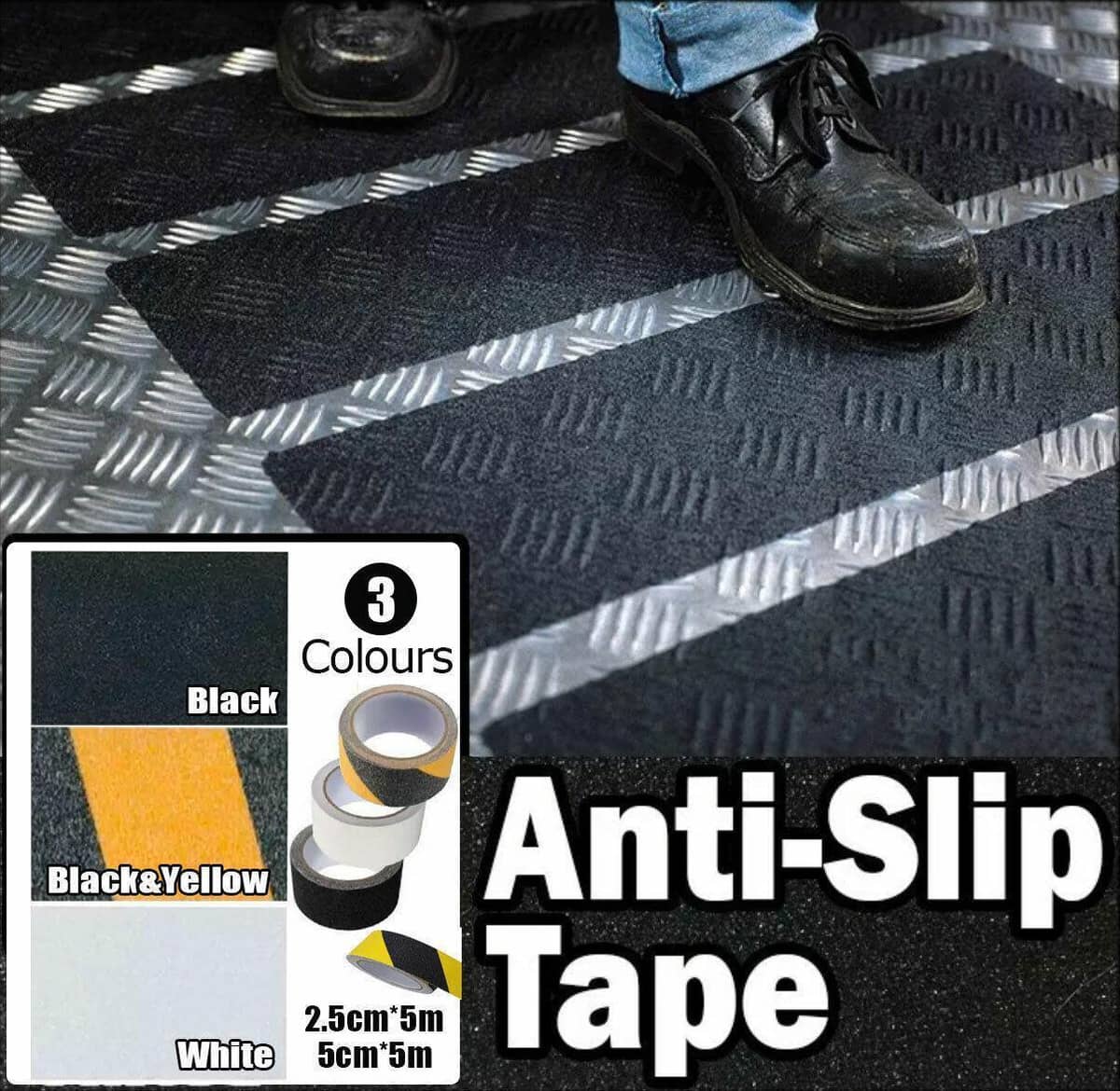 Anti-Slip Tape High Grip for Stairs - Black, 2.5 cm x 5 m - view 2
