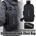 Anti-Theft Chest Bag with Combination Lock and USB Charging Port - Black