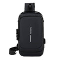Anti-Theft Chest Bag with Combination Lock and USB Charging Port - Black - view 2