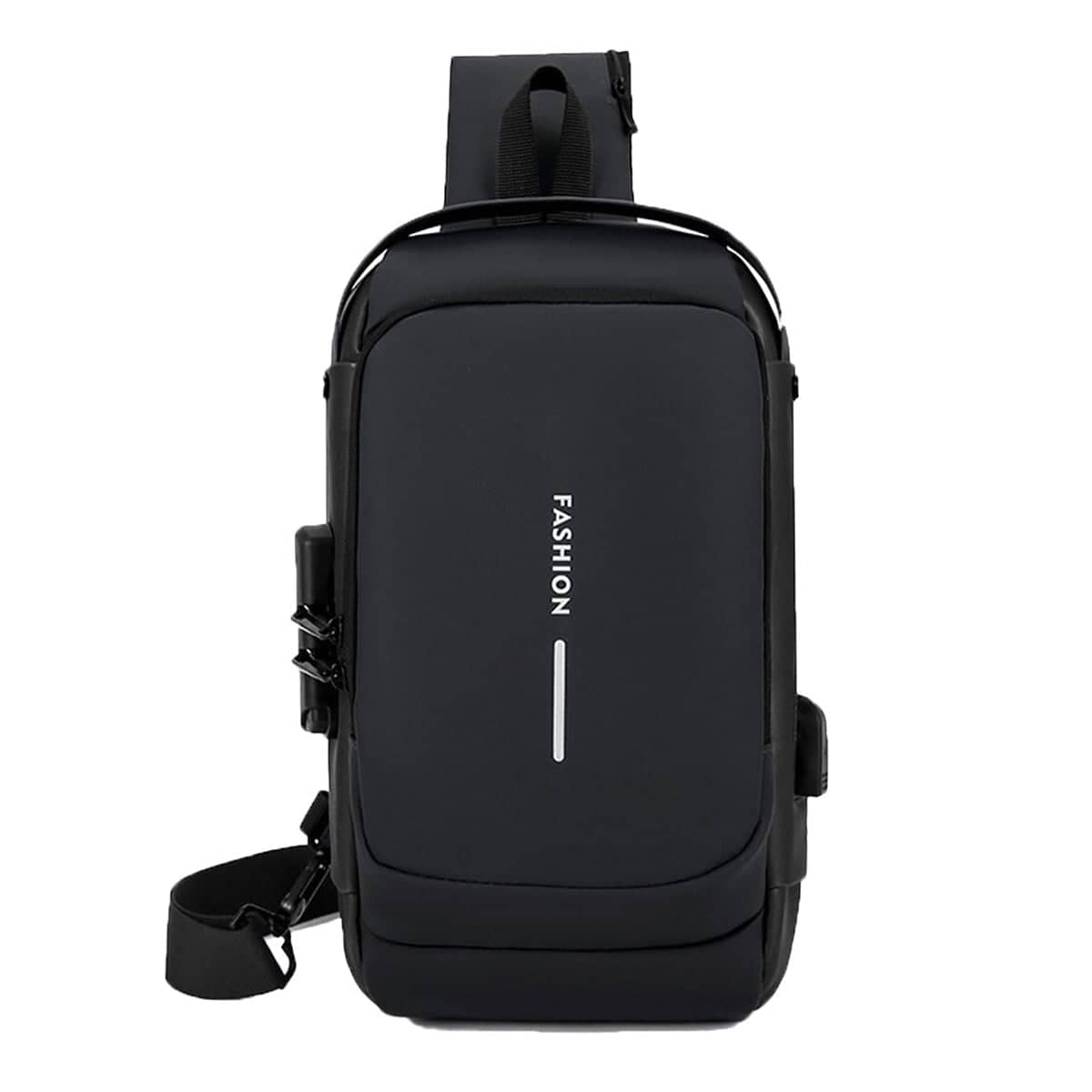 Anti-Theft Chest Bag with Combination Lock and USB Charging Port - Black - view 2