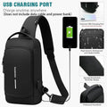Anti-Theft Chest Bag with Combination Lock and USB Charging Port - Black - view 4