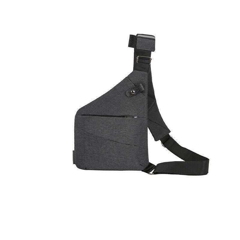 Anti-Theft Chest Shoulder Bag for Travel - Grey, Right Shoulder