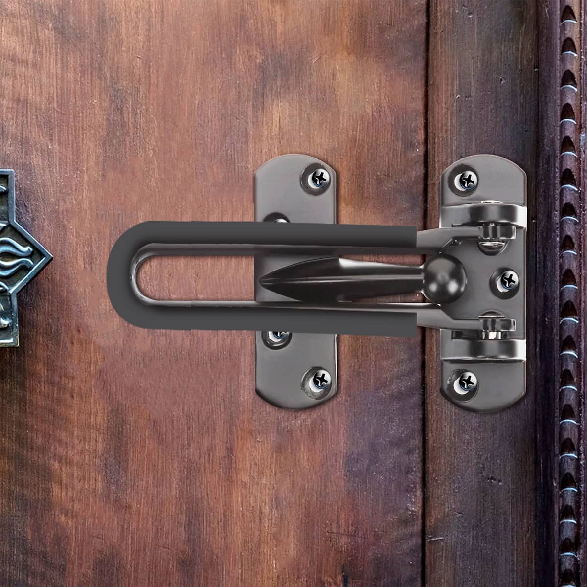 Anti-Theft Door Security Latch Lock, Zinc Alloy - Silver - view 5