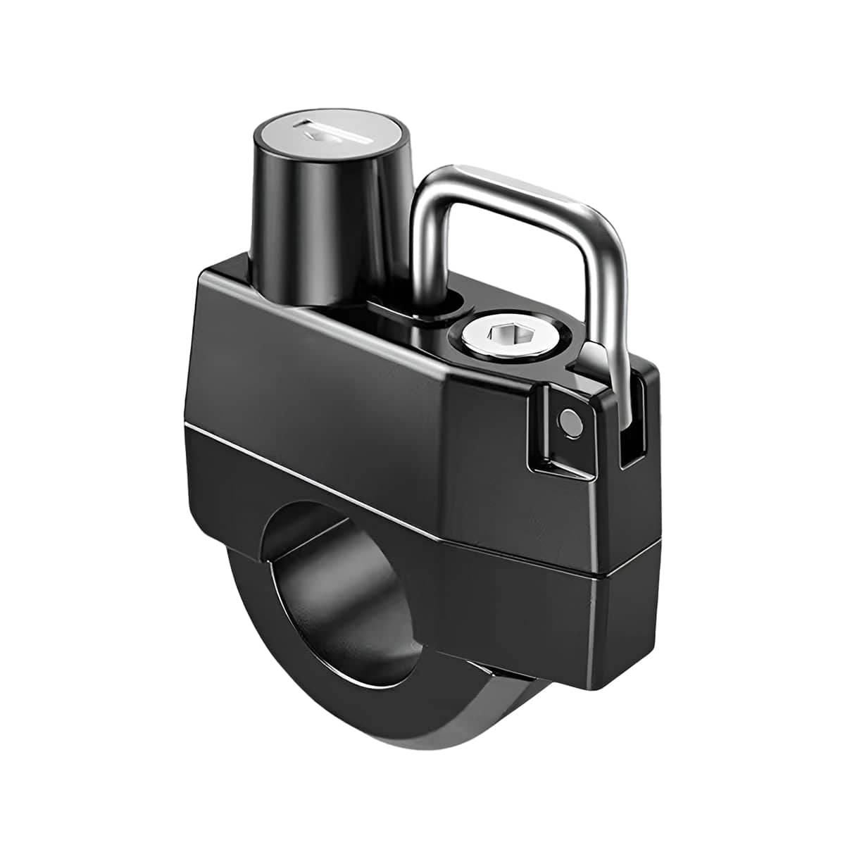 Anti-Theft Motorcycle Helmet Lock with Key, Metal Handlebar Hook - view 2