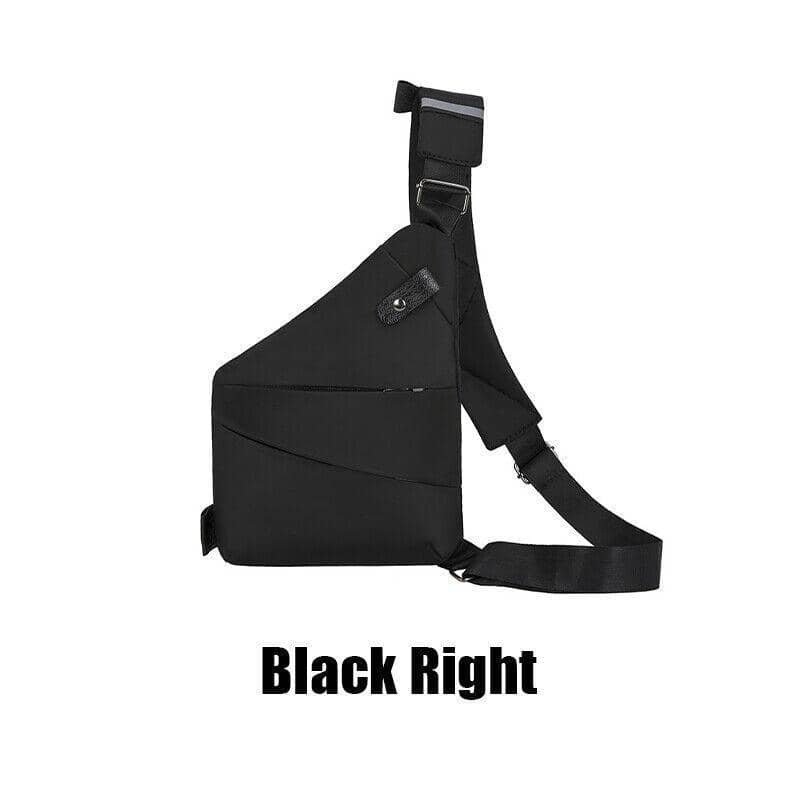 Anti-Theft Shoulder Bag Chest Pack for Men and Women - Black, Right Shoulder Strap