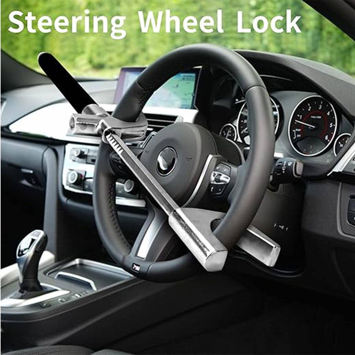 Anti-Theft Steering Wheel Lock, Telescopic Bar with Emergency Hammer - view 4