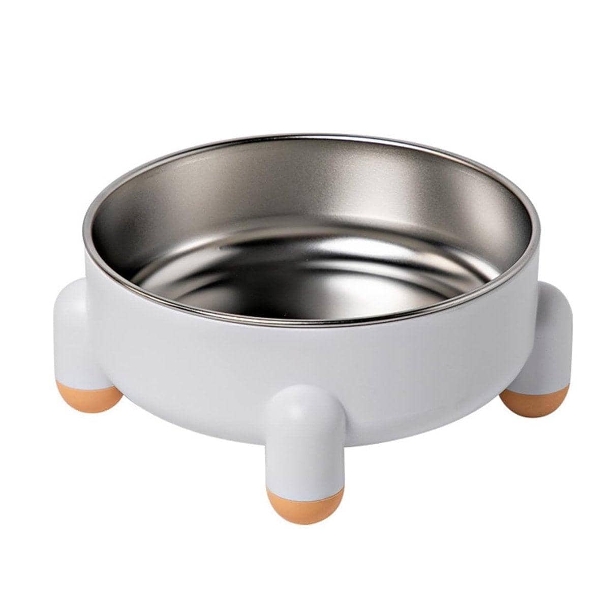 Anti-Tip Stainless Steel Dog and Cat Bowl - White