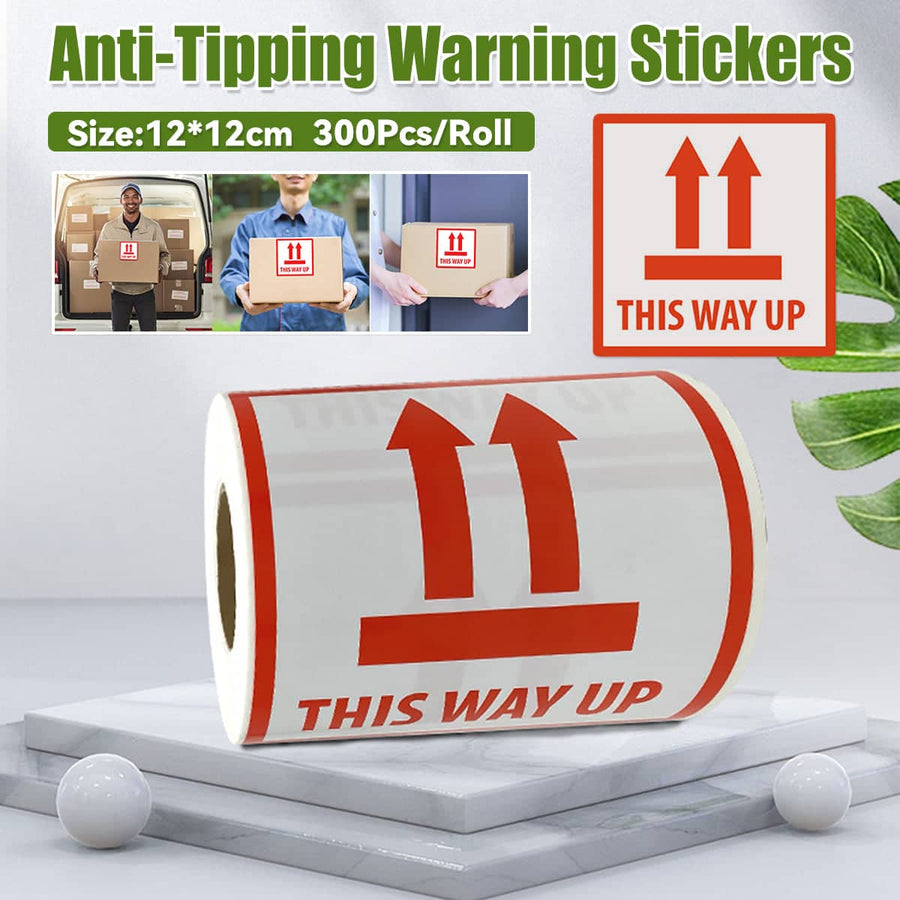 Anti-Tipping Warning Labels, 12 x 12cm, Roll of 300