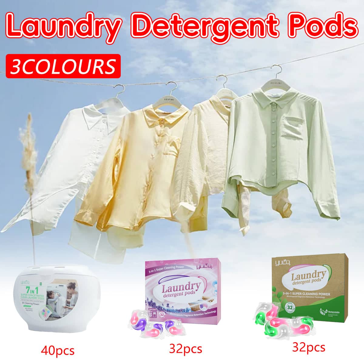 Antibacterial Laundry Detergent Pods - Green Box, Pack of 32 - view 2