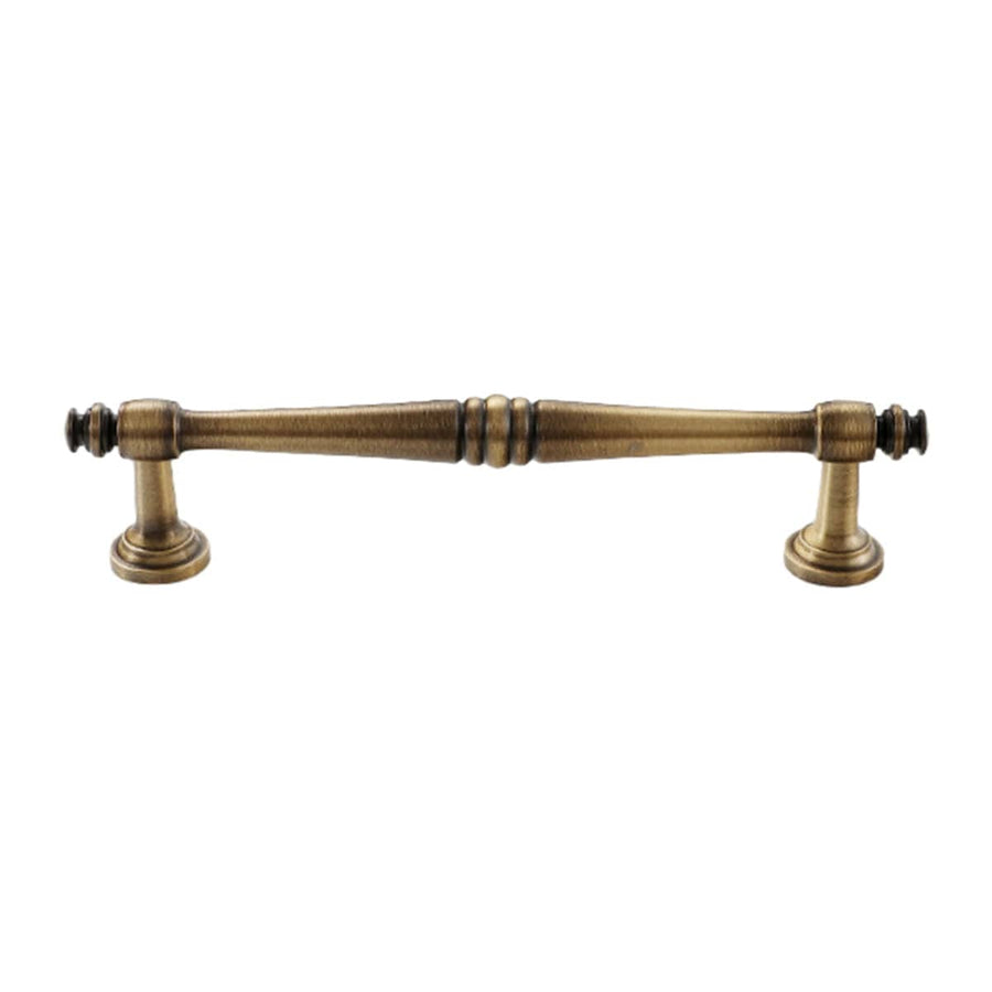 Antique Brass Cabinet Drawer Pull - 128 mm Hole Distance, 157 mm Long