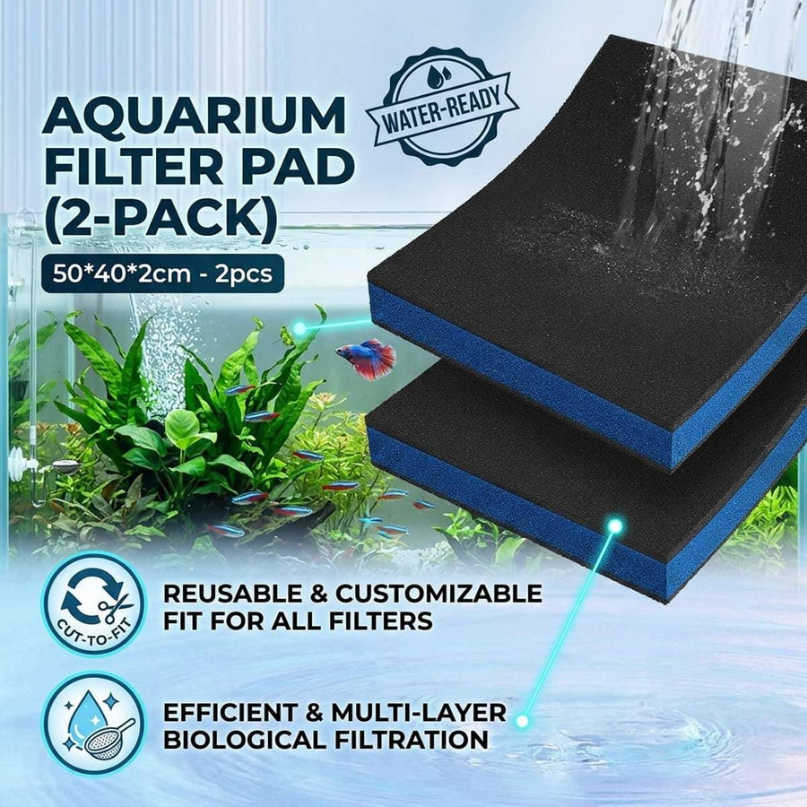Aquarium Biochemical Filter Sponge Pad 50 x 40 x 2 cm 2 Pack Cut to Fit