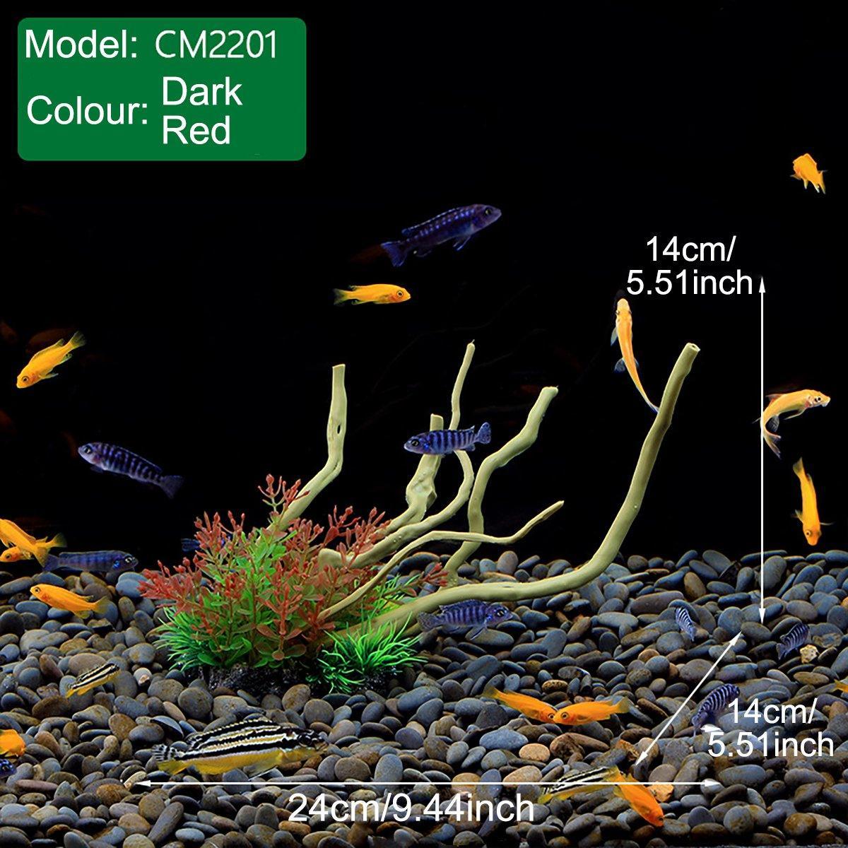 Aquarium Decoration Set with Artificial Wood and Plants - CM2503-Dark Red - view 12