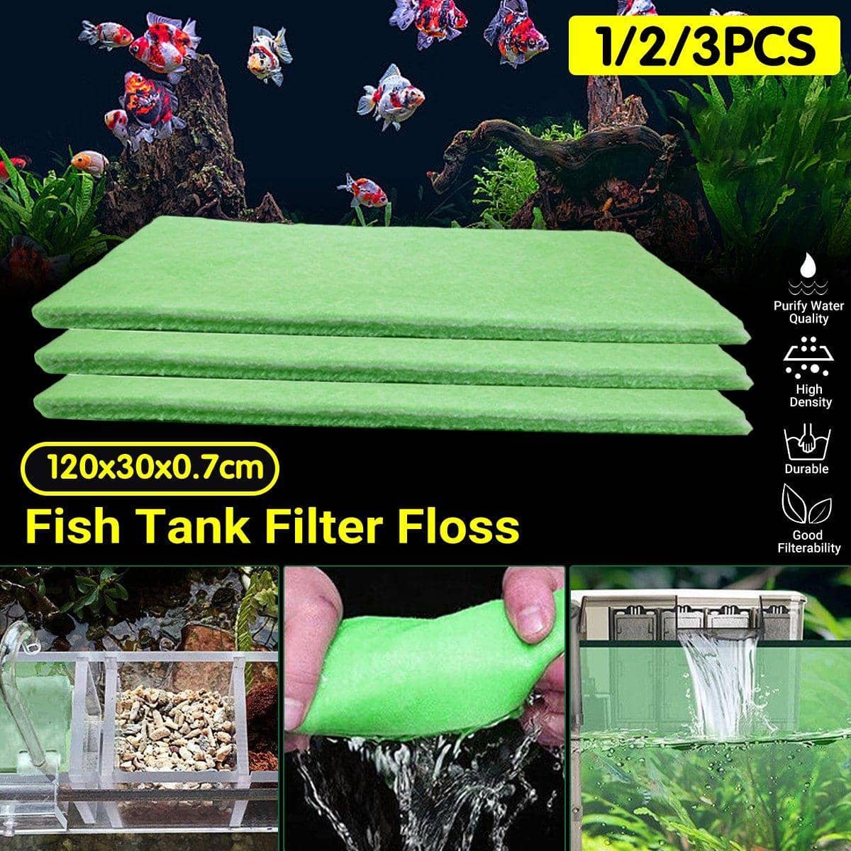 Aquarium Filter Sponge Foam Cotton Pad for Fish Tank and Pond Pump - Single Sheet - view 2