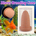 Aquarium Fish Spawning Cone with Protective Cage, Brown Pottery Clay