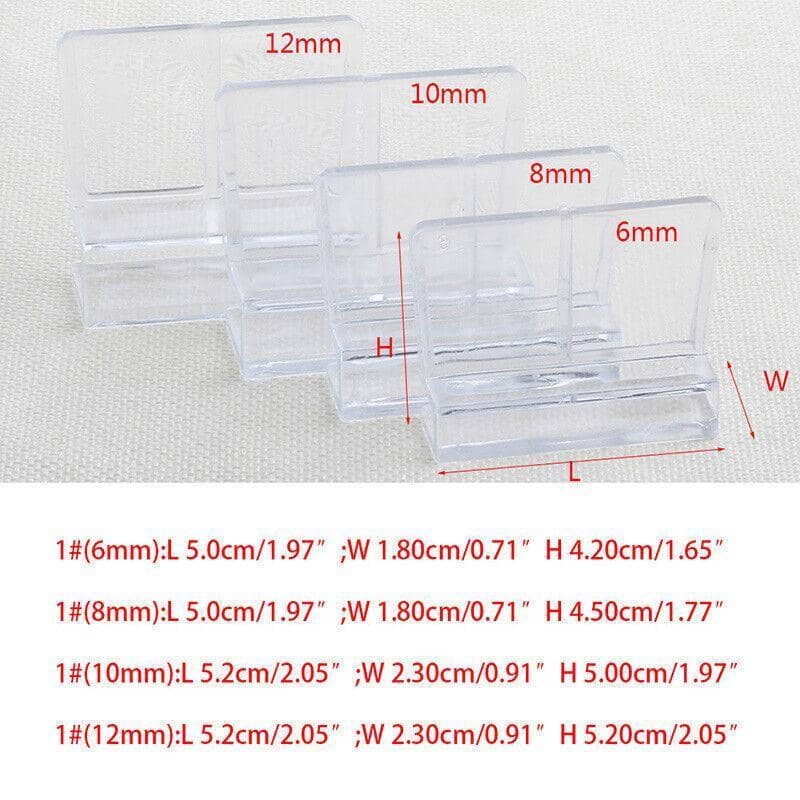 Aquarium Glass Cover Support Clip Holder, Acrylic Bracket Pack of 4 - 6mm - view 5