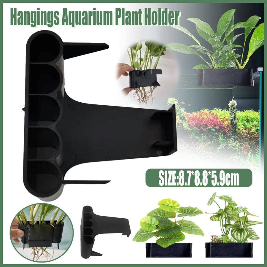Aquarium Plant Holder Shelf for Fish Tank Edge, Black, 8.7 x 8.8 x 5.9 cm
