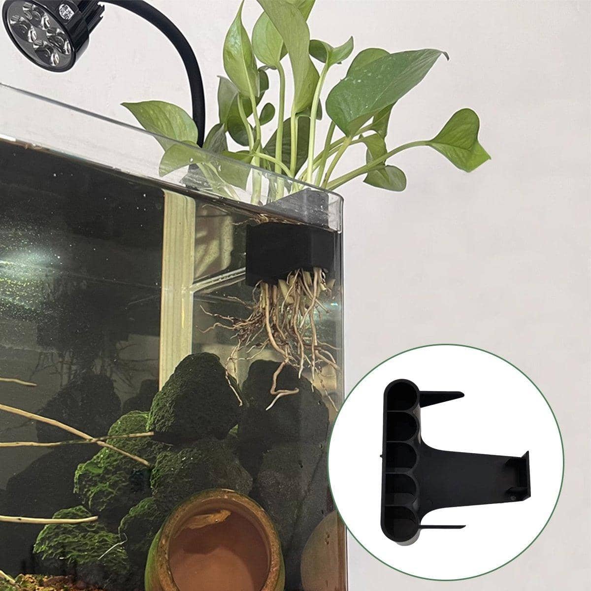 Aquarium Plant Holder Shelf for Fish Tank Edge, Black, 8.7 x 8.8 x 5.9 cm - view 5