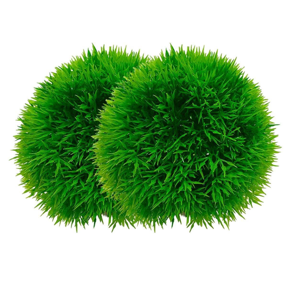 Aquarium Plastic Grass Ball Decoration - Large (11.5 cm), Pack of 2