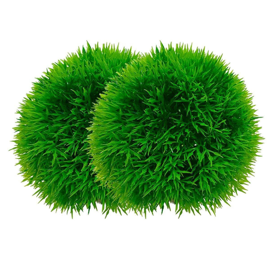 Aquarium Plastic Grass Ball Decoration - Large (11.5 cm), Pack of 2