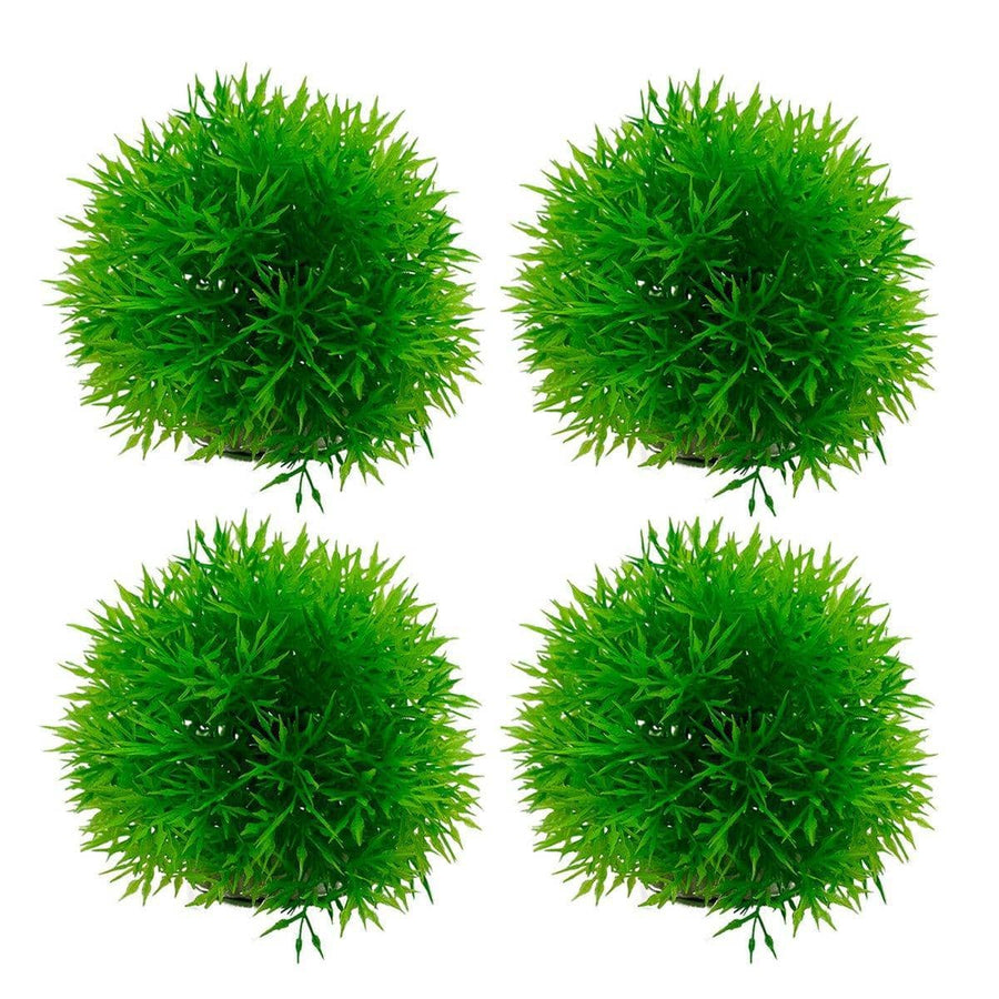 Aquarium Plastic Grass Ball Decoration - Small (9 cm), Pack of 4