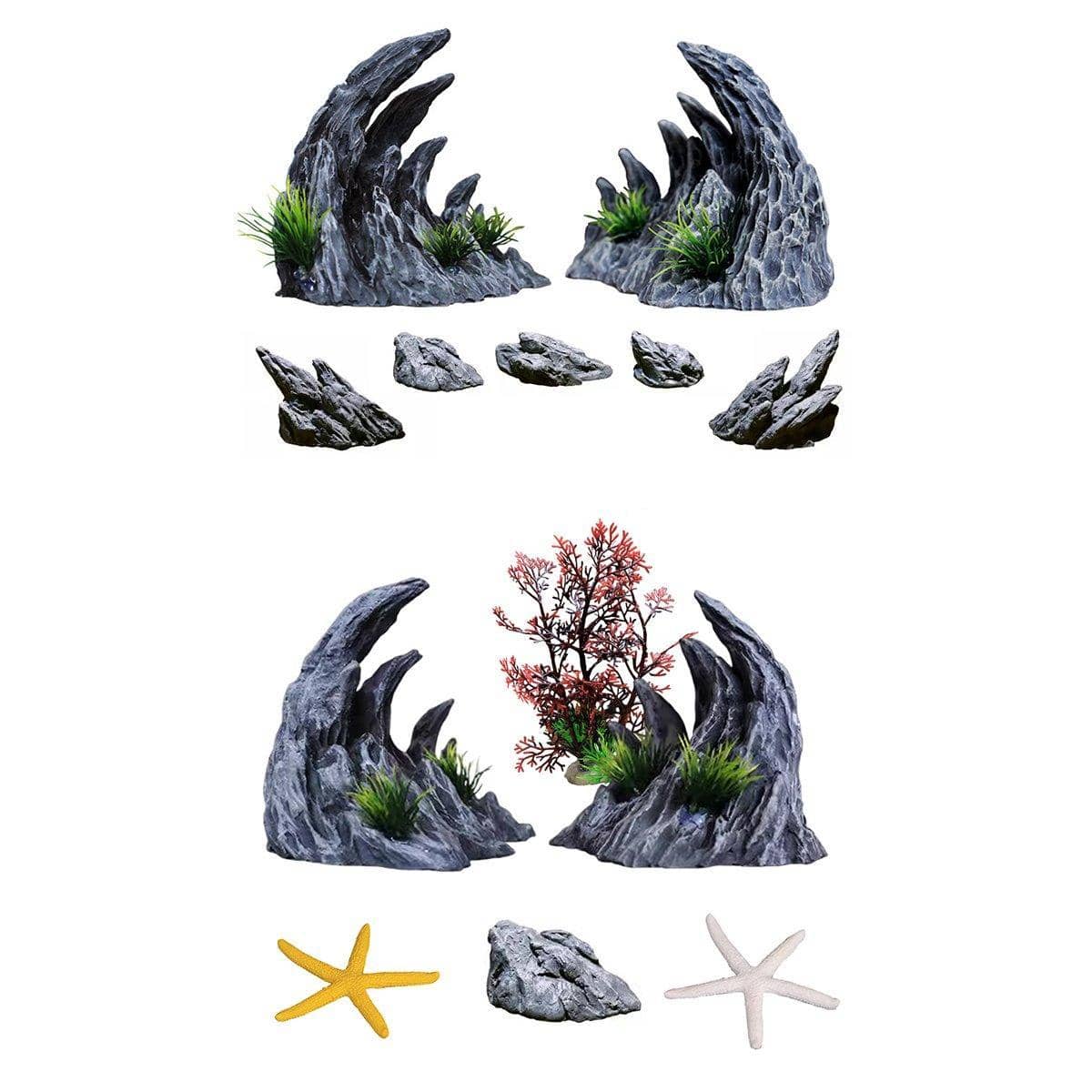 Aquarium Resin Dragon Stone Rock Ornament for Fish Tanks - Dragon Valley Style 3, Pack of 6 - view 3