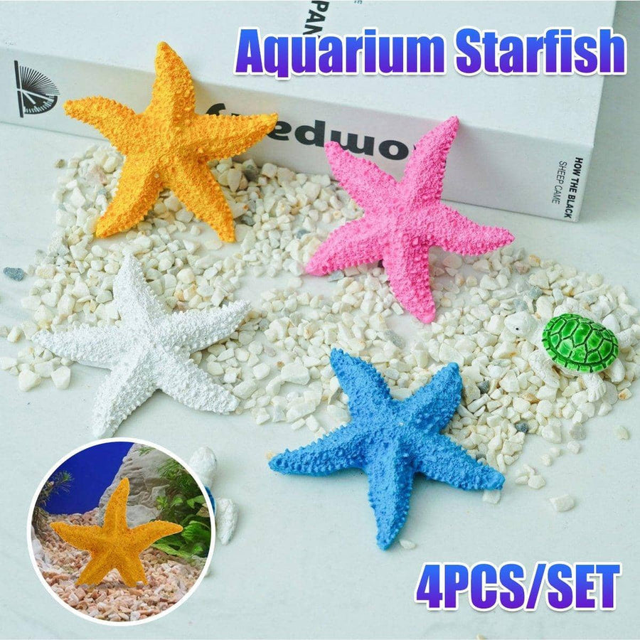 Aquarium Resin Starfish Decoration for Fish Tanks, Pack of 4