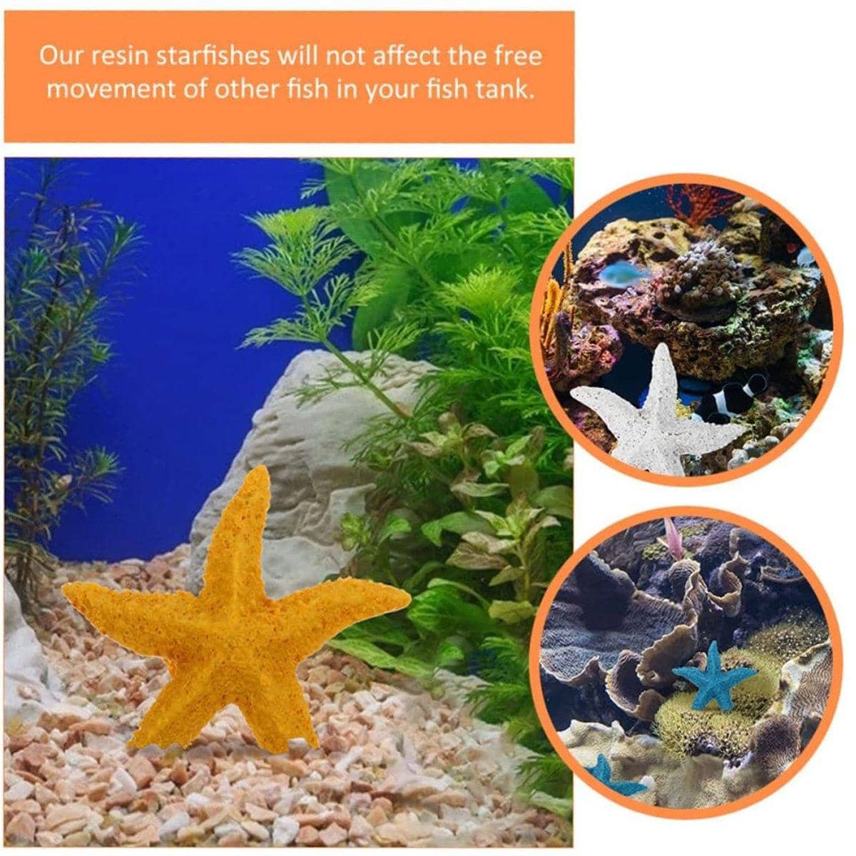 Aquarium Resin Starfish Decoration for Fish Tanks, Pack of 4 - view 4
