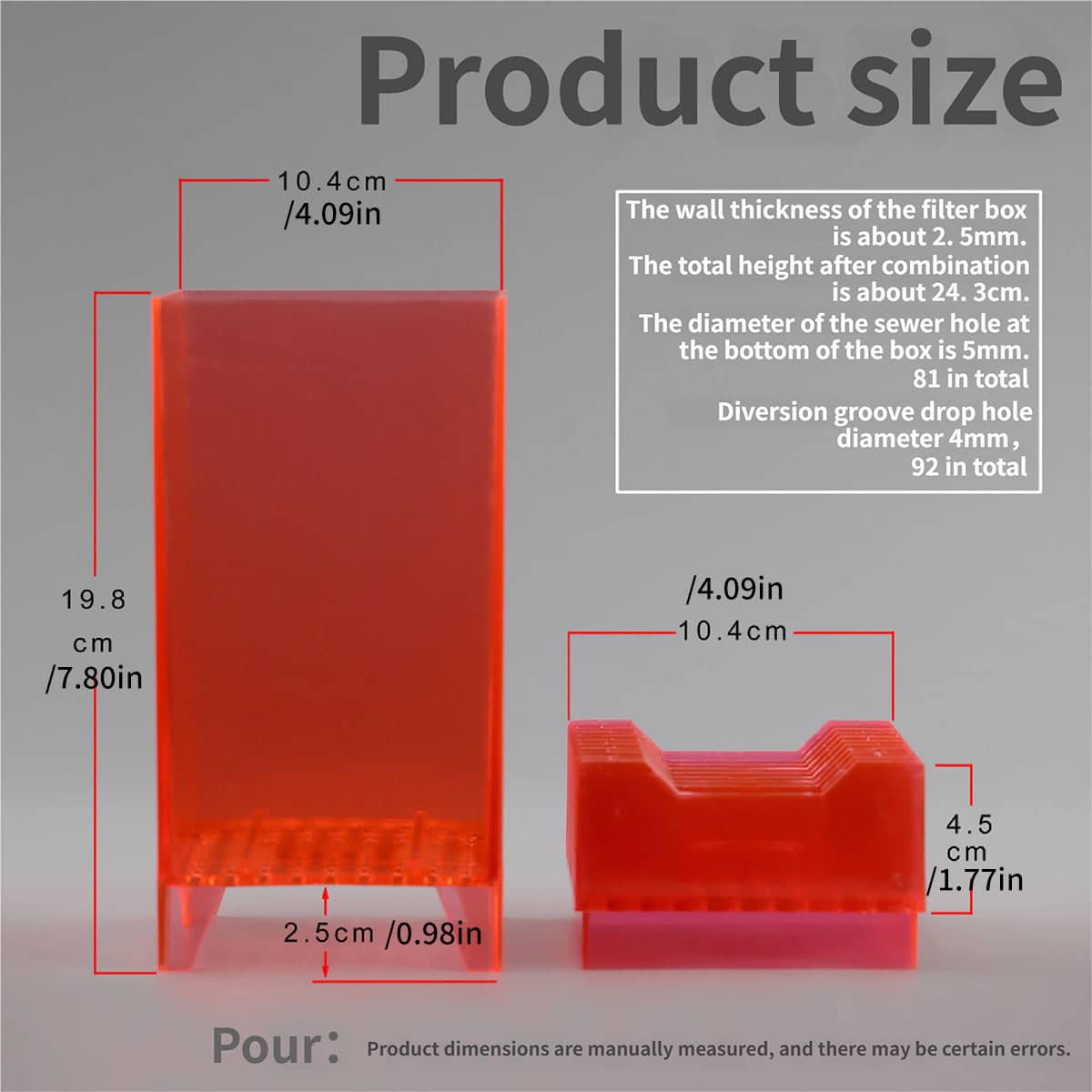 Aquarium Sump Filter Media Box - Red, 10.4 x 19.8 x 2.5 cm - view 3