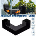 Aquarium Underground Tunnel Decoration for Fish Tanks, Corner Fit Black