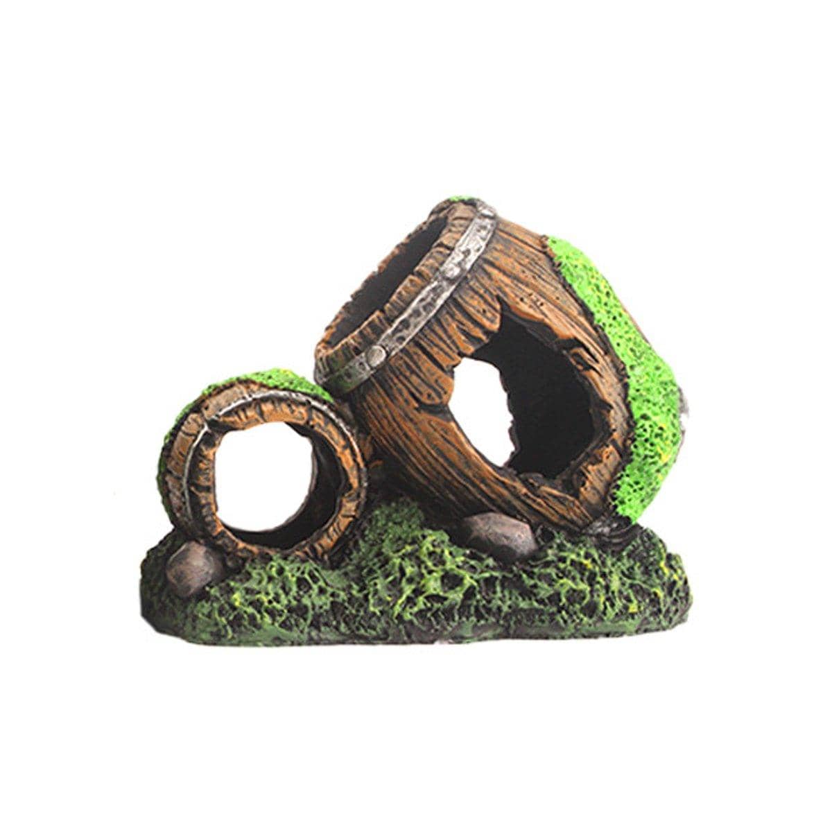 Aquarium Wine Barrel Hideout Decoration, Resin - Small (11.5 x 6.5 x 8.5 cm)