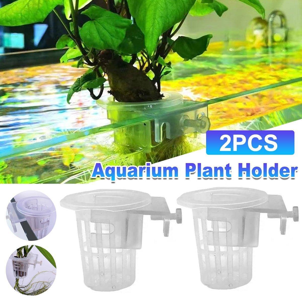 Aquatic Plant Cups with Adjustable Wall Mount, Clear, Pack of 2