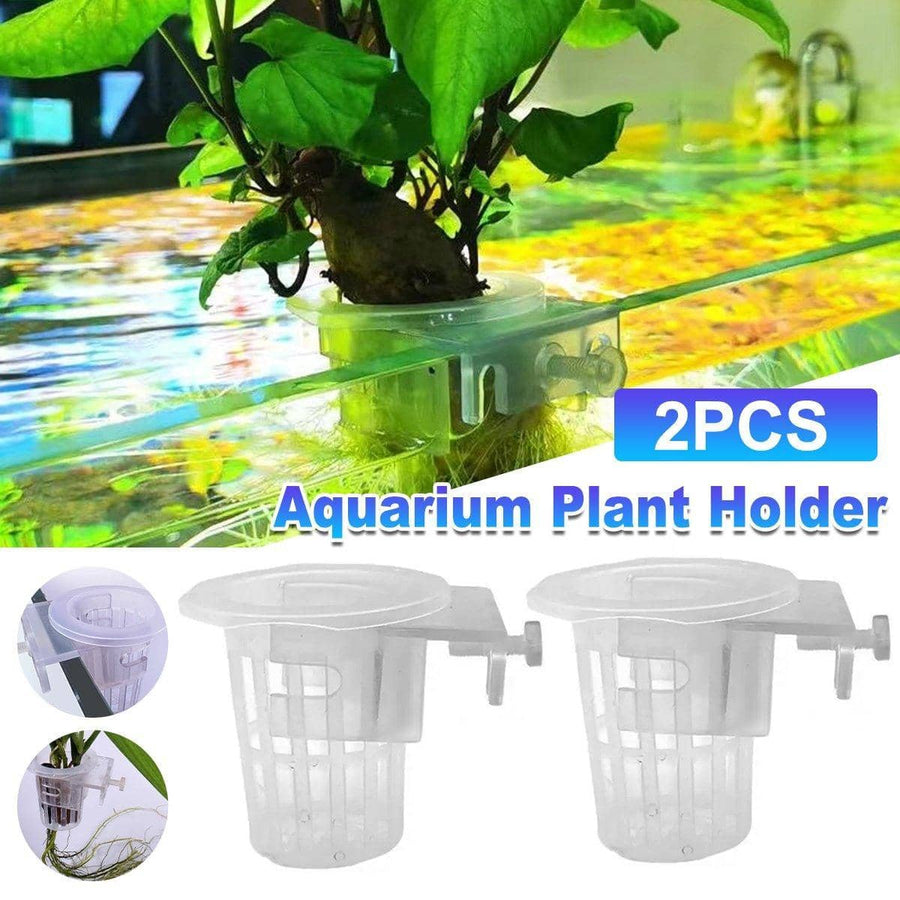 Aquatic Plant Cups with Adjustable Wall Mount, Clear, Pack of 2