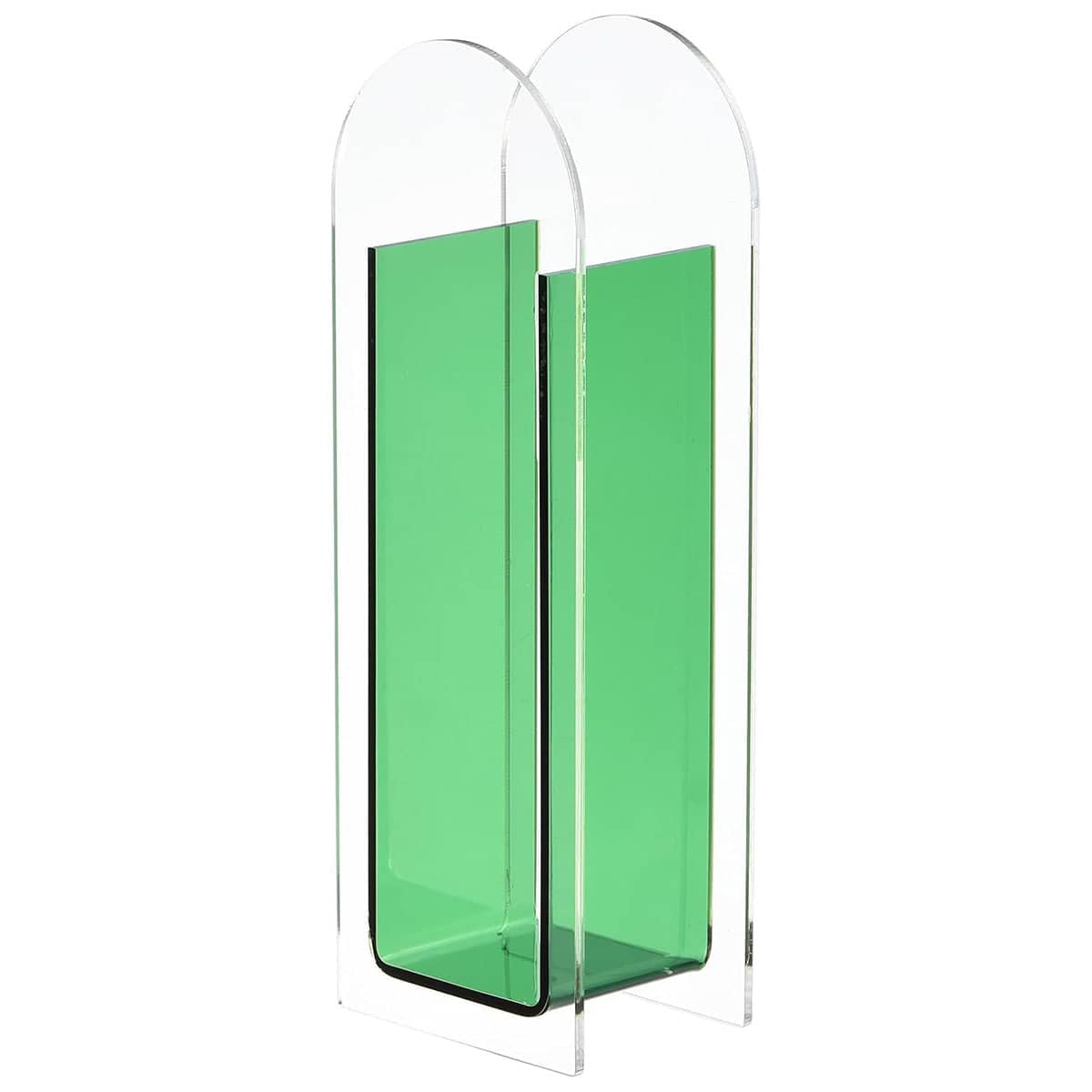 Arch Shaped Acrylic Flower Vase - Clear and Green